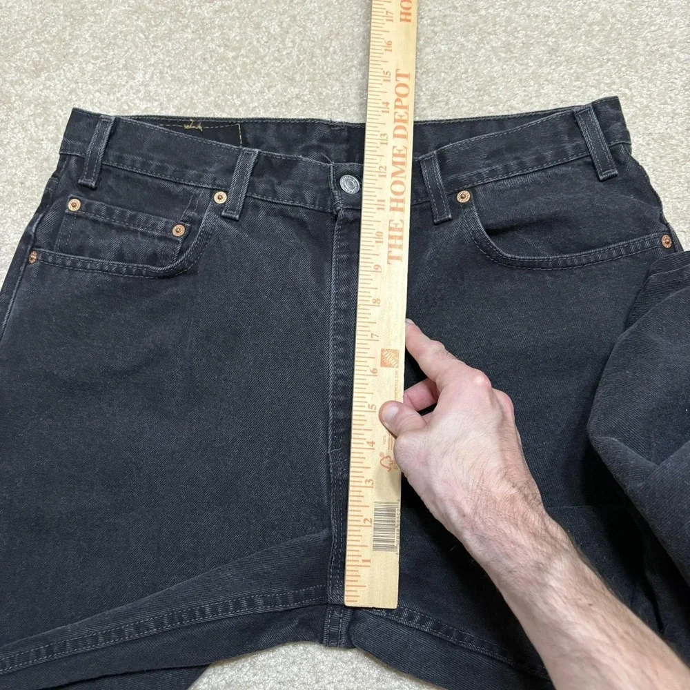 Vtg Levis 550 Jeans Mens 34x30 Black Relaxed Tapered Raw Hem Denim Pants USA 90s